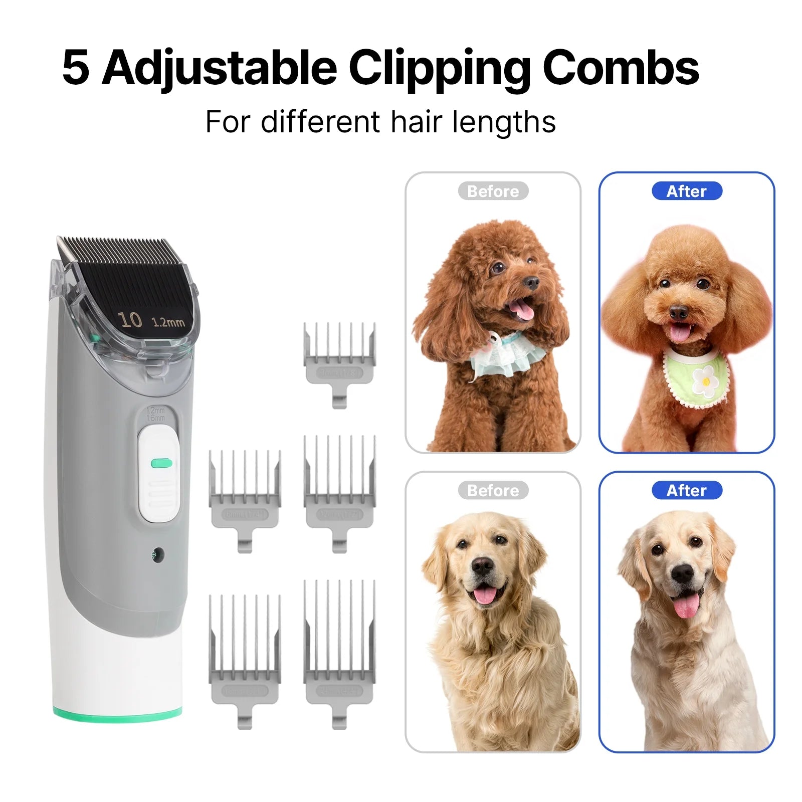 Low Noise Neabot P1 Pro Dog Grooming Kit with Vacuum, 5-In-1 Pet Clippers