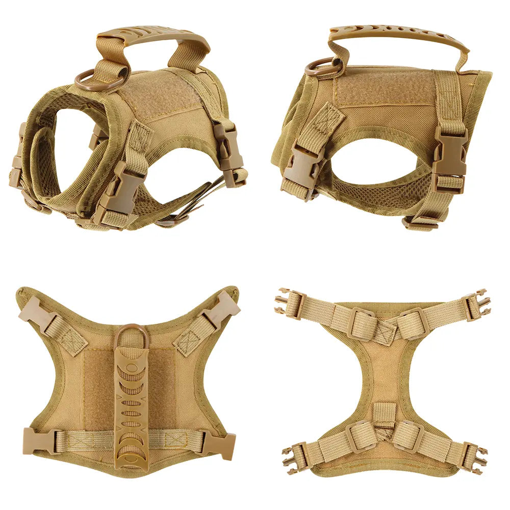 Tactical Dog Harness Set for Small Dogs and Cats - Includes Vest, Leash, and 2 Patches for Outdoor Activities
