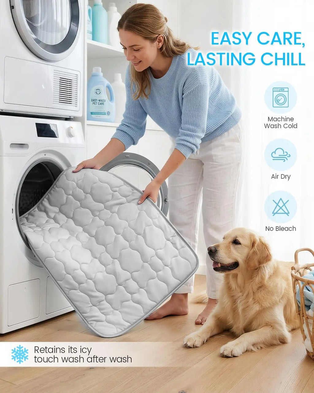 Extra Large Self-Cooling Pet Mat 47" x 32" for Large Dogs and Cats – Breathable and Washable Summer Pad