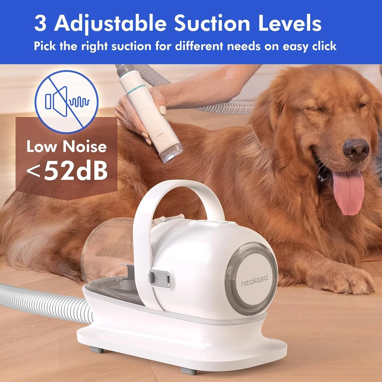 Low Noise Neabot P1 Pro Dog Grooming Kit with Vacuum, 5-In-1 Pet Clippers