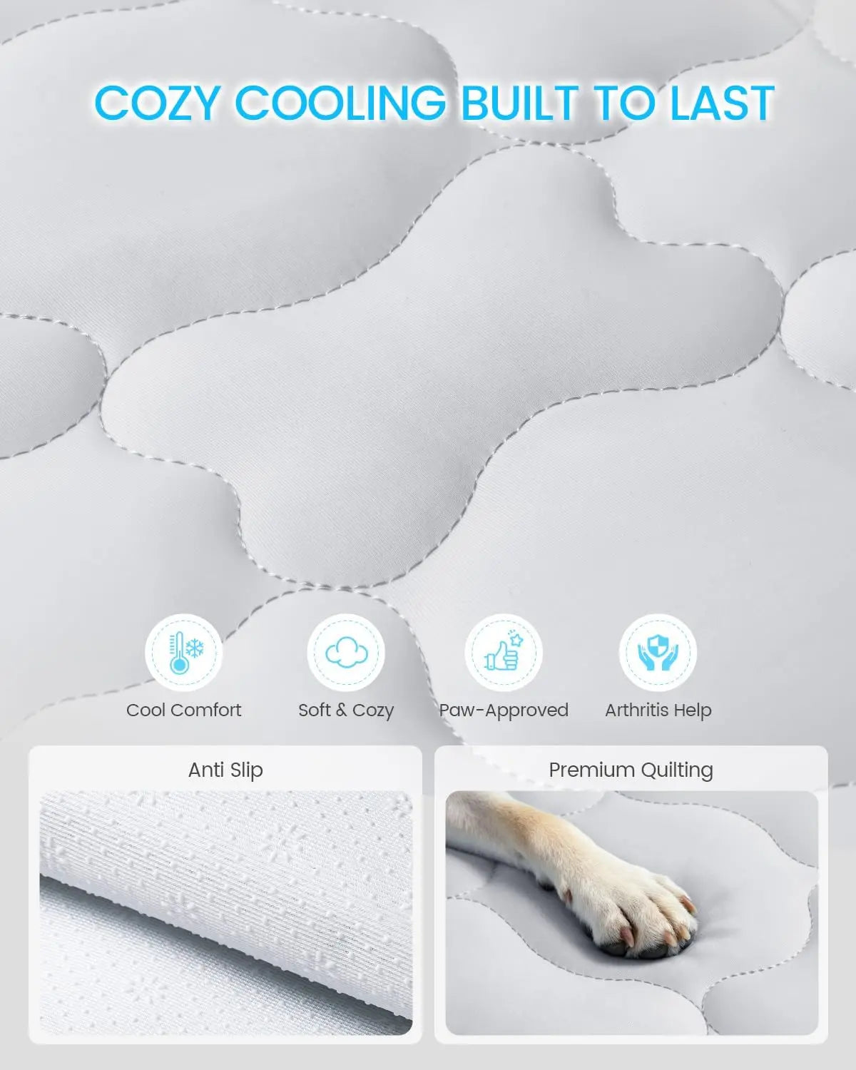 Extra Large Self-Cooling Pet Mat 47" x 32" for Large Dogs and Cats – Breathable and Washable Summer Pad
