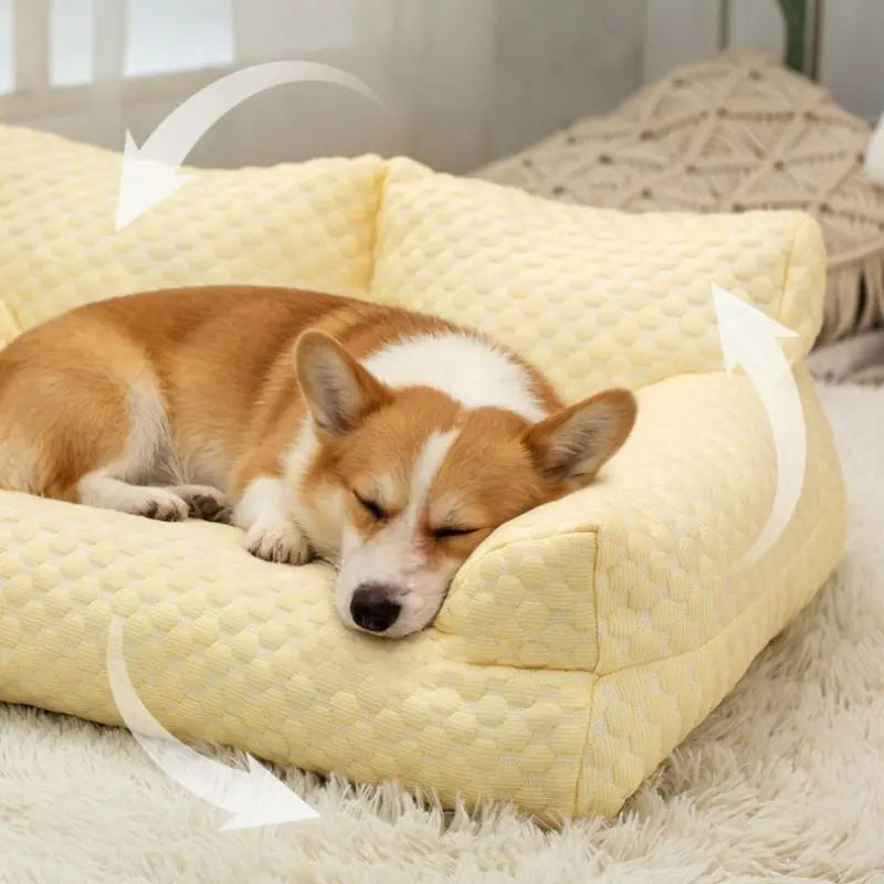 Cooling Ice Bead Pet Sofa with 22℃ Cooling Fabric and Massage Bumps, Durable and Breathable Design for Small to Medium Dogs and Cats