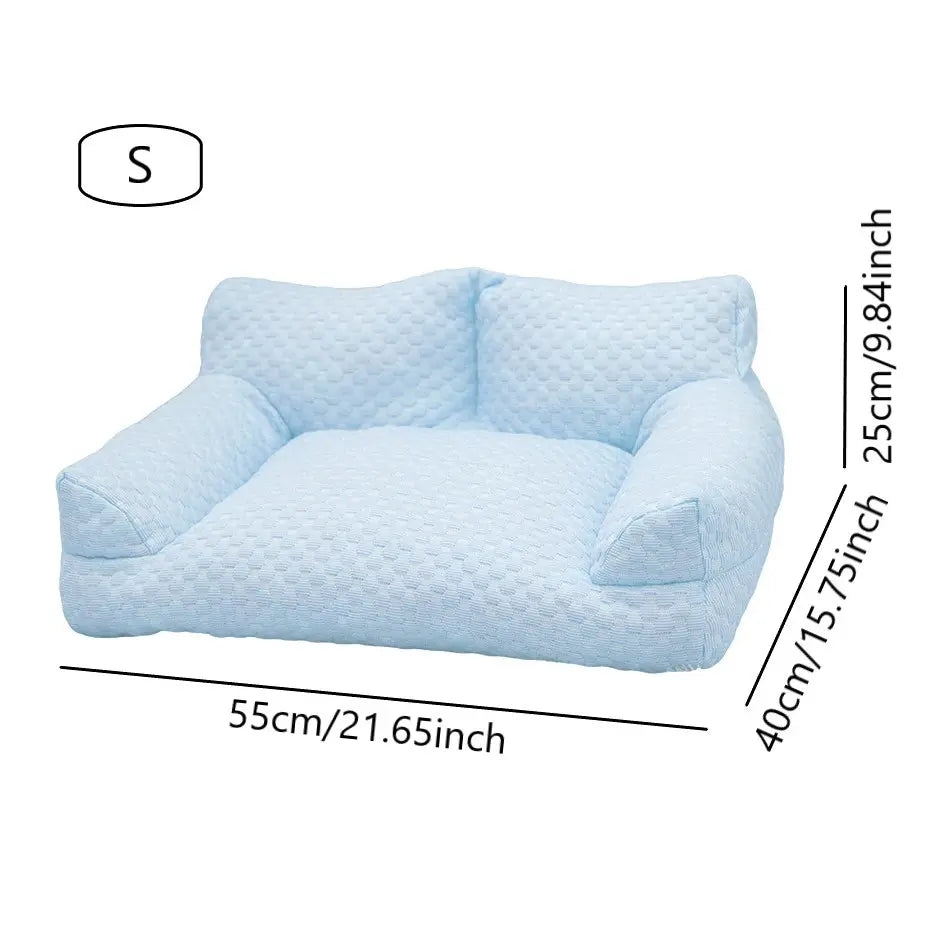 Cooling Ice Bead Pet Sofa with 22℃ Cooling Fabric and Massage Bumps, Durable and Breathable Design for Small to Medium Dogs and Cats