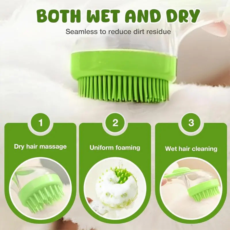 2026 Professional 2-in-1 Pet Bath and Grooming Brush with Built-in Shampoo Dispenser for Effortless Bathing and Massage for Dogs and Cats