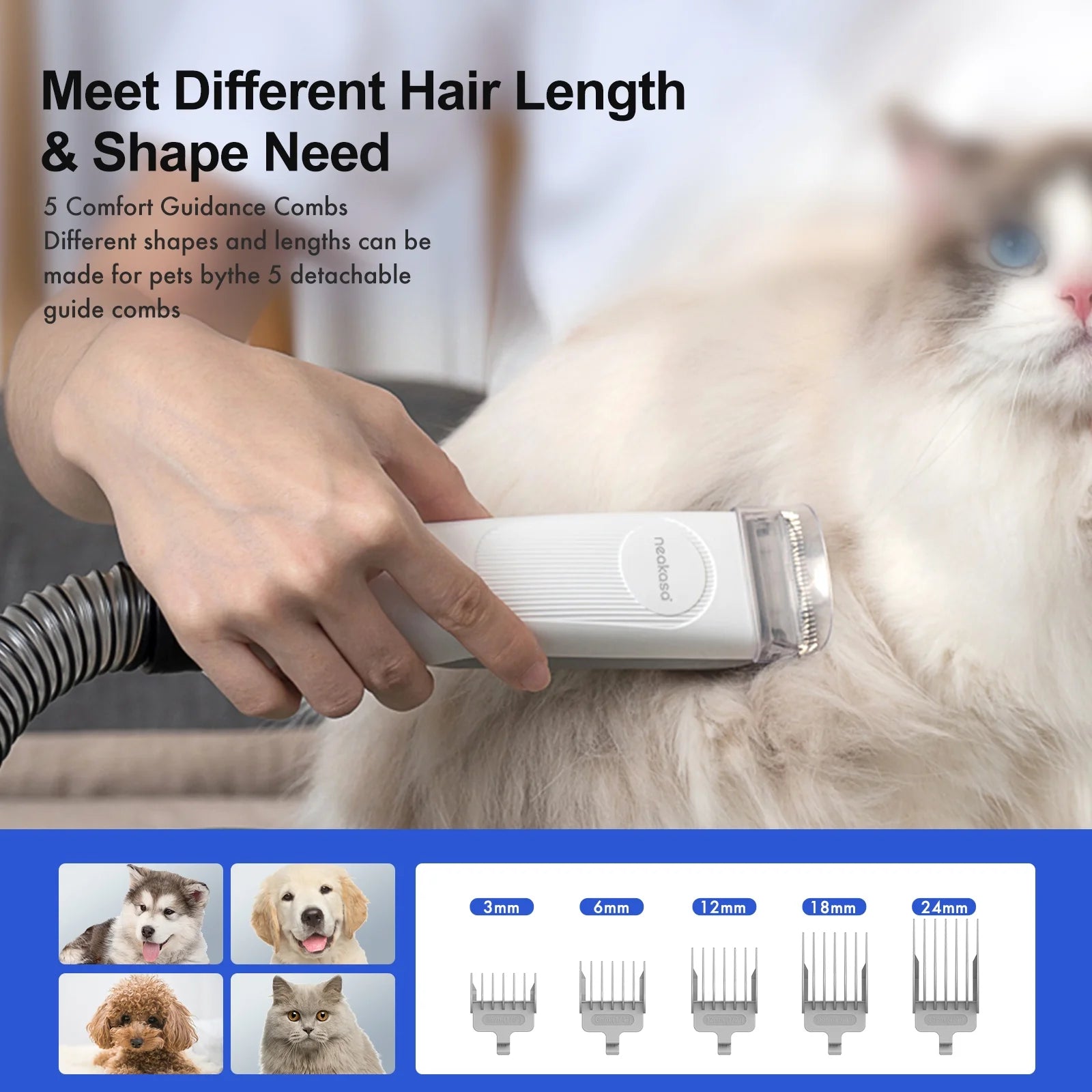Low Noise Neabot P1 Pro Dog Grooming Kit with Vacuum, 5-In-1 Pet Clippers