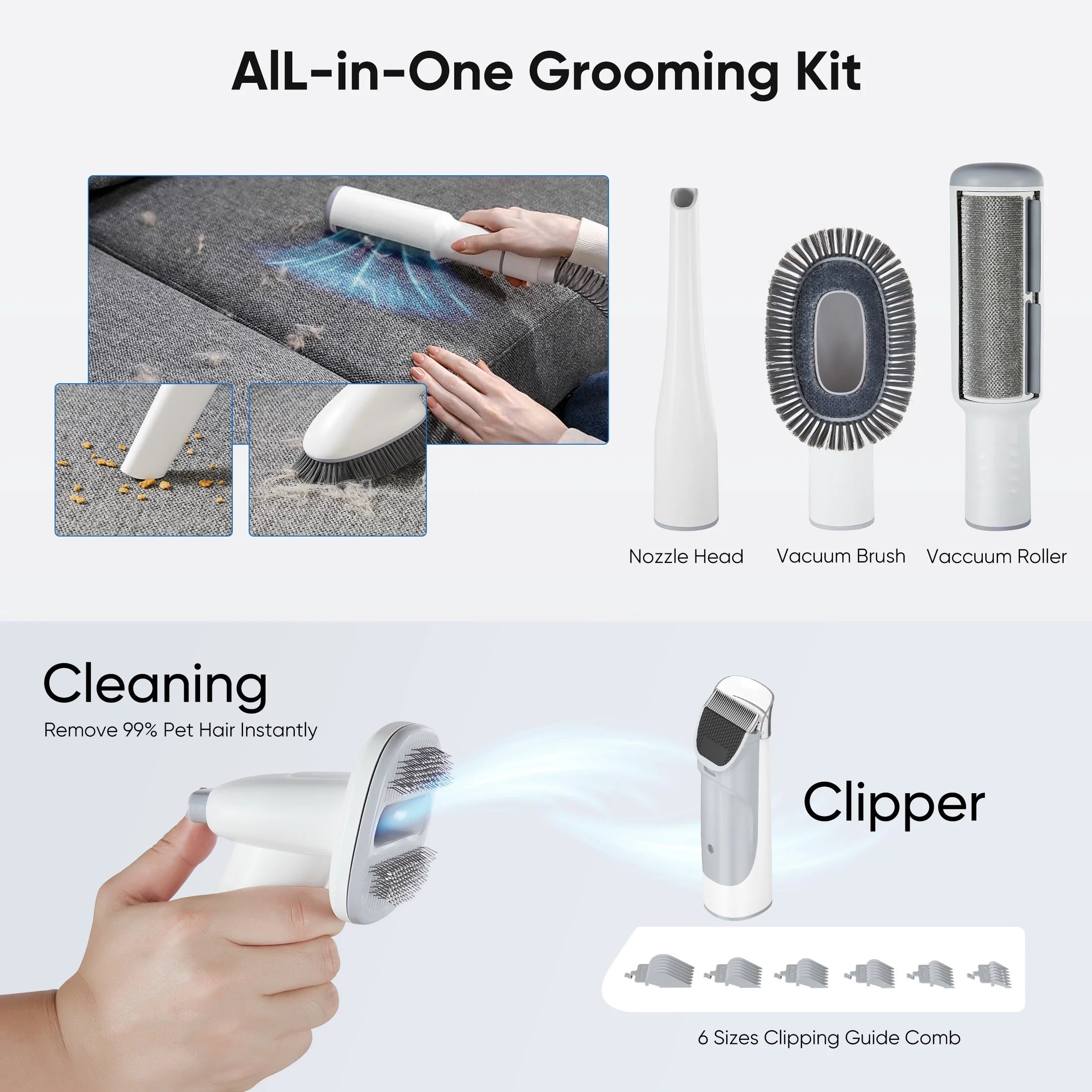 Pro Dog Grooming Kit, 2.5L Pet Hair Vacuum, 5-In-1 Electric Clippers Cleaning Set for Dogs, Cats, and Other Animals