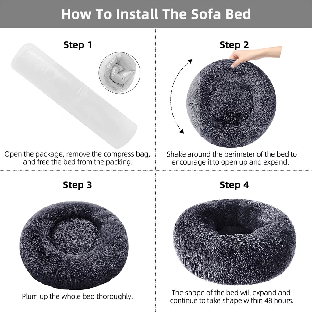 Calming Donut Dog Bed Anti-Anxiety, Self Warming