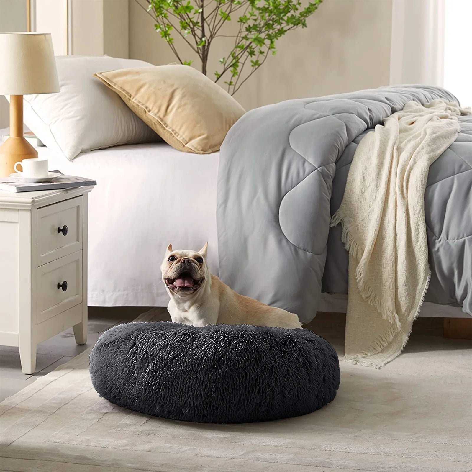 Calming Donut Dog Bed Anti-Anxiety, Self Warming