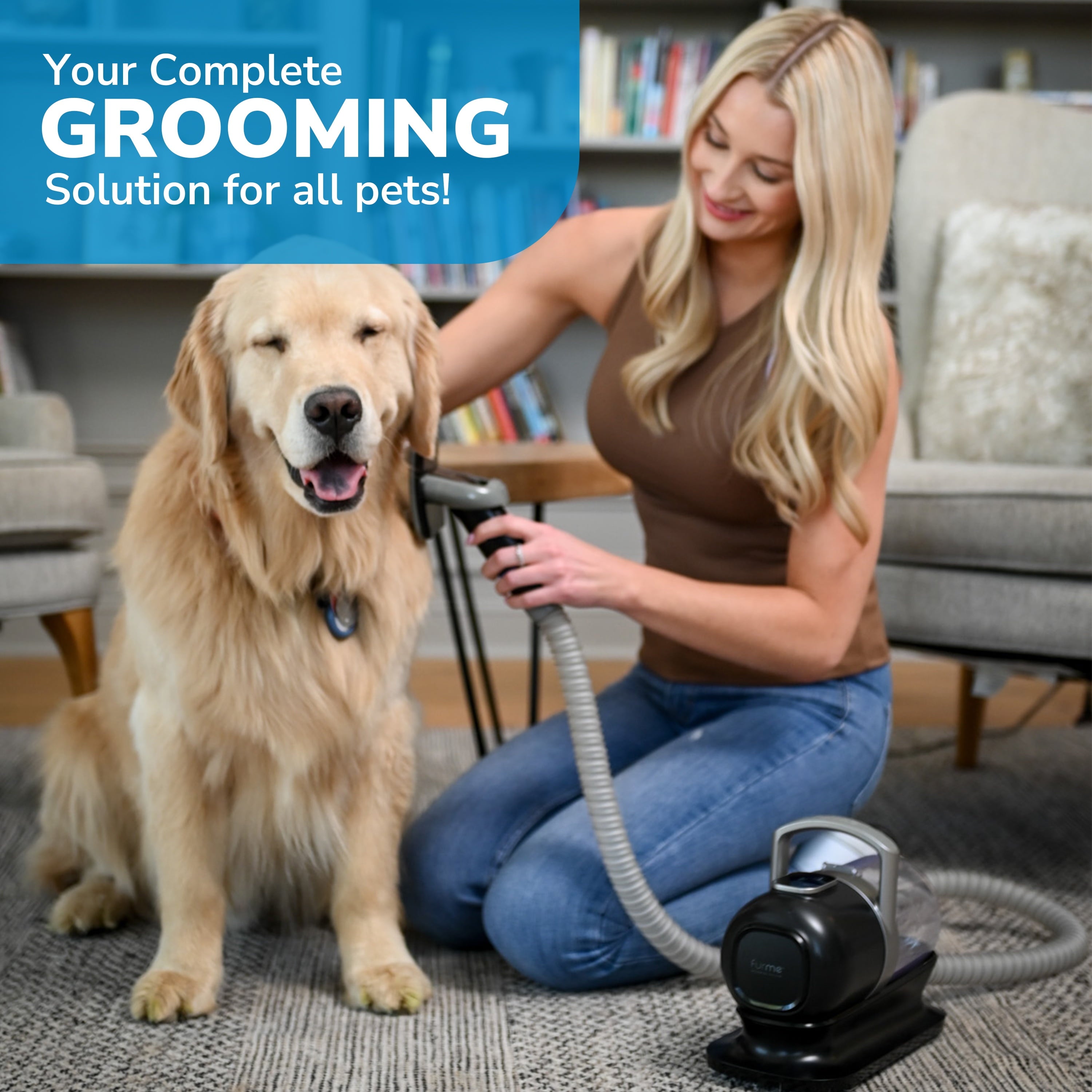 Furme Quiet Pet Grooming Vacuum Kit, 5 Pet Grooming Tools for Cats & Dogs