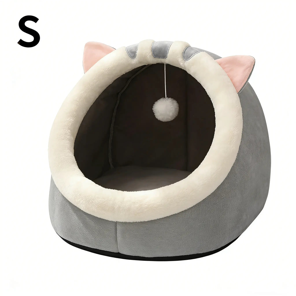 Cozy Cat Cave Bed - Plush Enclosed Hideaway for Small Cats & Kittens, Perfect for Indoor Comfort!