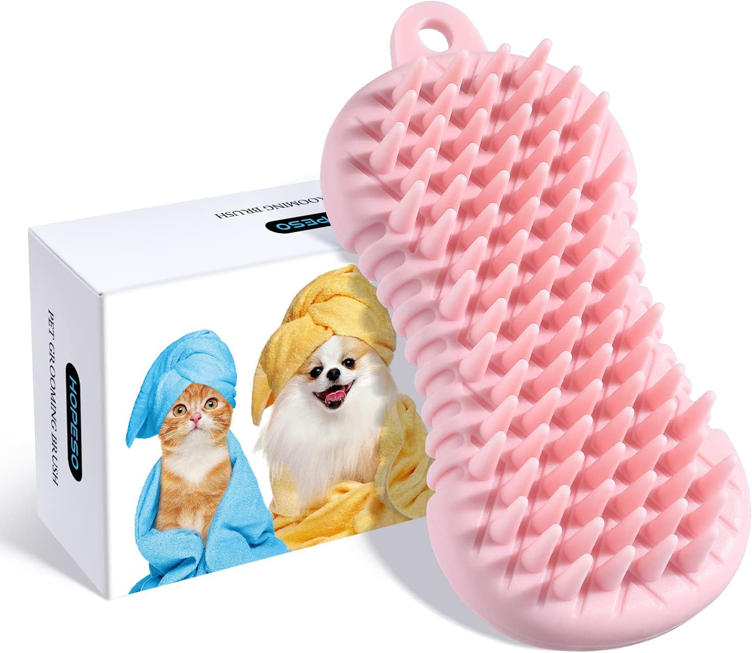 Pet Grooming Shampoo & Massage Brush for Cats & Dogs