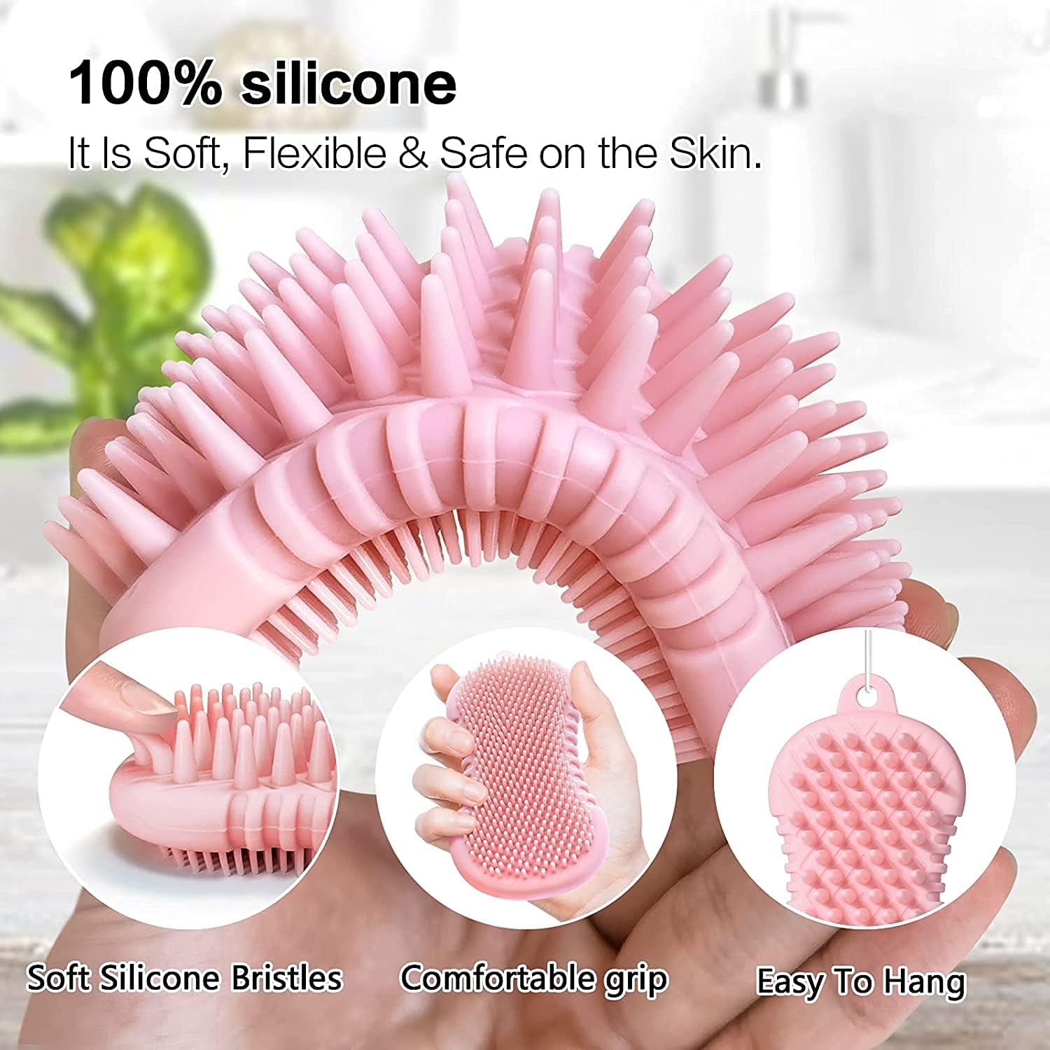 Pet Grooming Shampoo & Massage Brush for Cats & Dogs