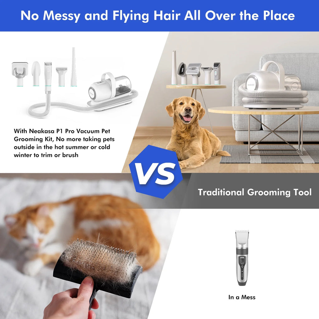 Low Noise Neabot P1 Pro Dog Grooming Kit with Vacuum, 5-In-1 Pet Clippers