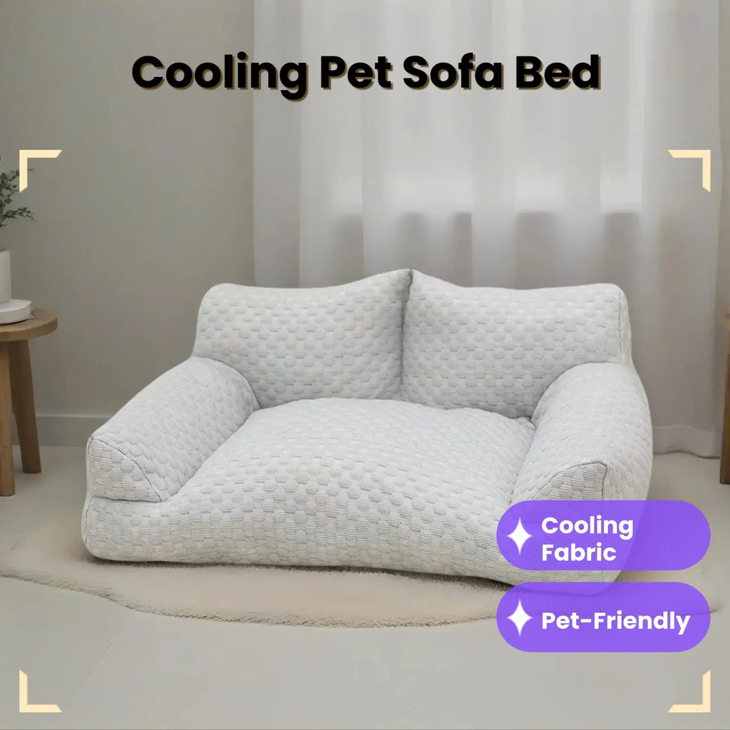 Cooling Ice Bead Pet Sofa with 22℃ Cooling Fabric and Massage Bumps, Durable and Breathable Design for Small to Medium Dogs and Cats